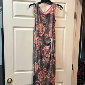 Gray and pink half wrap dress